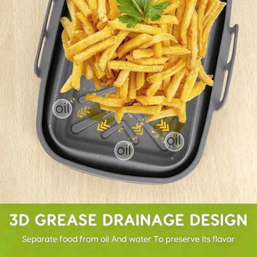 2PCS Silicone Air Fryer Liners – Reusable Foldable Baking Tray for 7.6L–9.5L Baskets