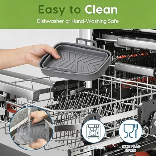 2PCS Silicone Air Fryer Liners – Reusable Foldable Baking Tray for 7.6L–9.5L Baskets